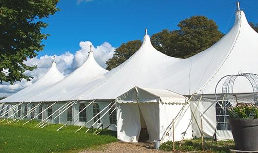 high-quality portable toilets stationed at a wedding, meeting the needs of guests throughout the outdoor reception in Lincoln Park MI